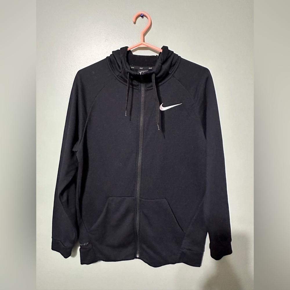 MEDIUM NIKE DRI FIT KNIT TRAINING GYM FULL ZIP HOODIE BLACK